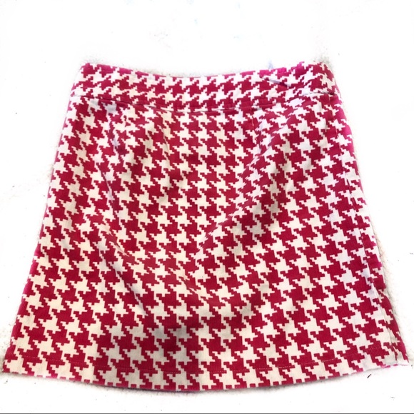 Talbots Kids Hot Pink & White Houndstooth Corduroy Skirt Preppy Gold Buttons - Picture 4 of 5